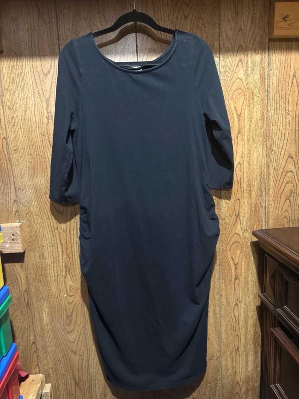 Old Navy Black Midi Scoop-Neck Maternity Dress